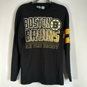 NHL Boston Bruins Black & Yellow Logo Long Sleeve Shirt